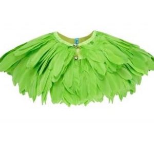 Rosa Bloom Acid Neon Green Feather Doof Cape